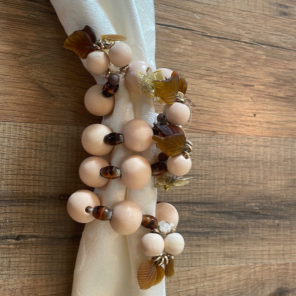 4 homemade beaded napkin rings